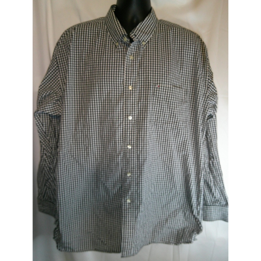 Vintage Tommy Hilfiger Gingham Checkered Button Down‎ Shirt Long Sleeve XL